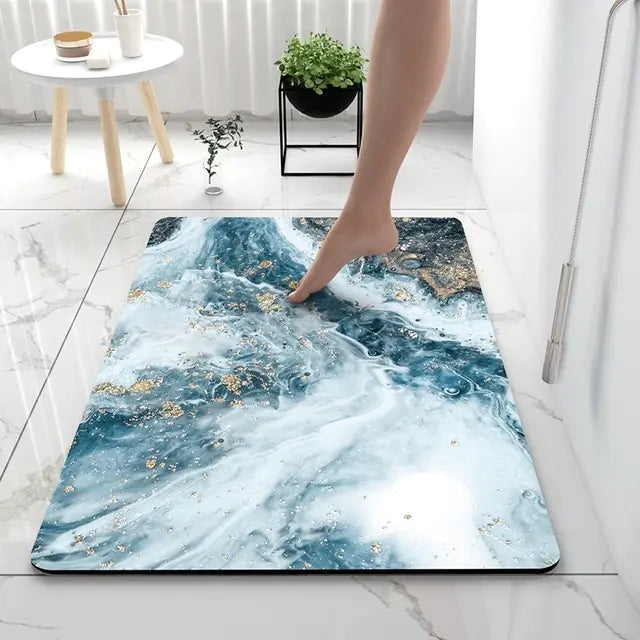 Non-Slip Bath Mat – Marble Look, Absorbent & Machine-Washable 60×90cm