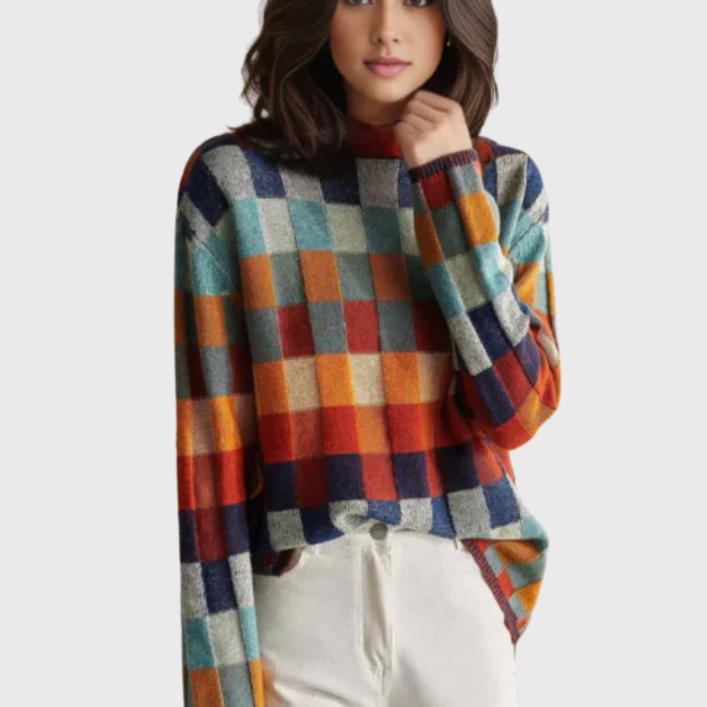 Rachele Color-Block Crew Neck Sweater for Women - Stylish & Cozy Knitwear