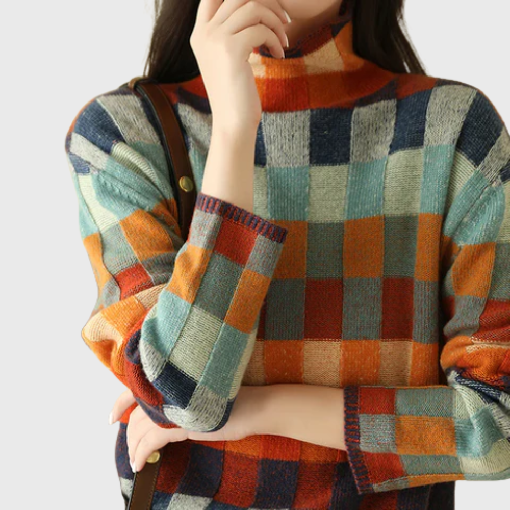 Rachele Color-Block Crew Neck Sweater for Women - Stylish & Cozy Knitwear