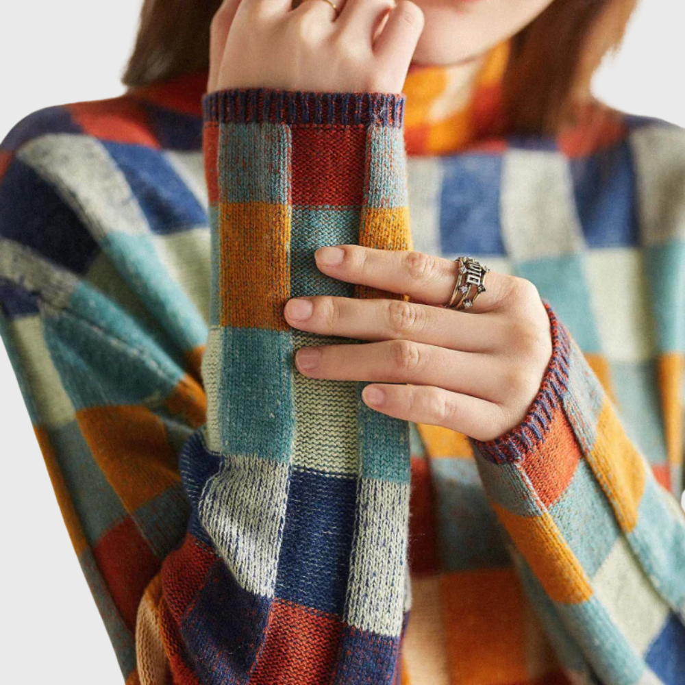 Rachele Color-Block Crew Neck Sweater for Women - Stylish & Cozy Knitwear