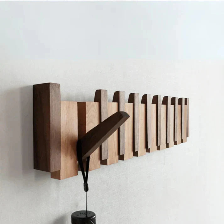 Holz-Garderobe im Klaviertasten-Design – Stilvoller Wandhaken für Eingangsbereiche