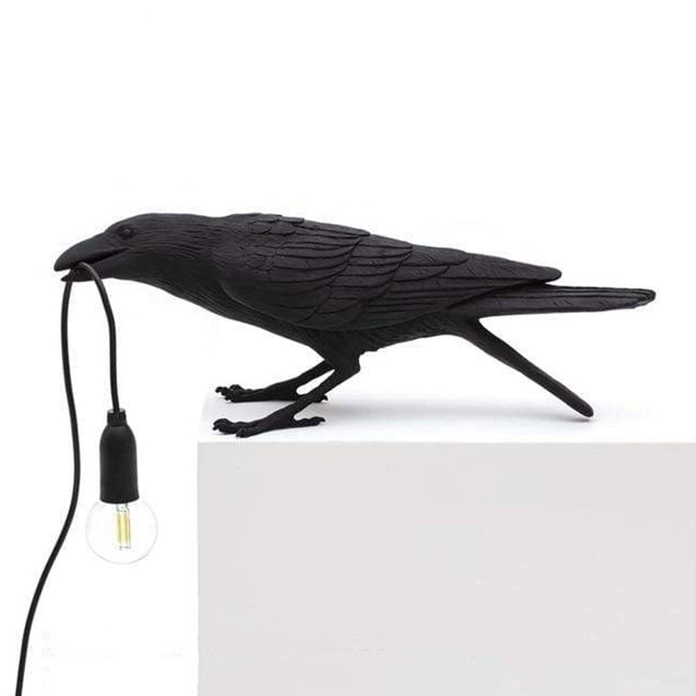 Raven Table Lamp – Artistic Sculpture, E12 Warm Light & Black/White Finish