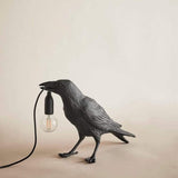 Raven Table Lamp – Artistic Sculpture, E12 Warm Light & Black/White Finish