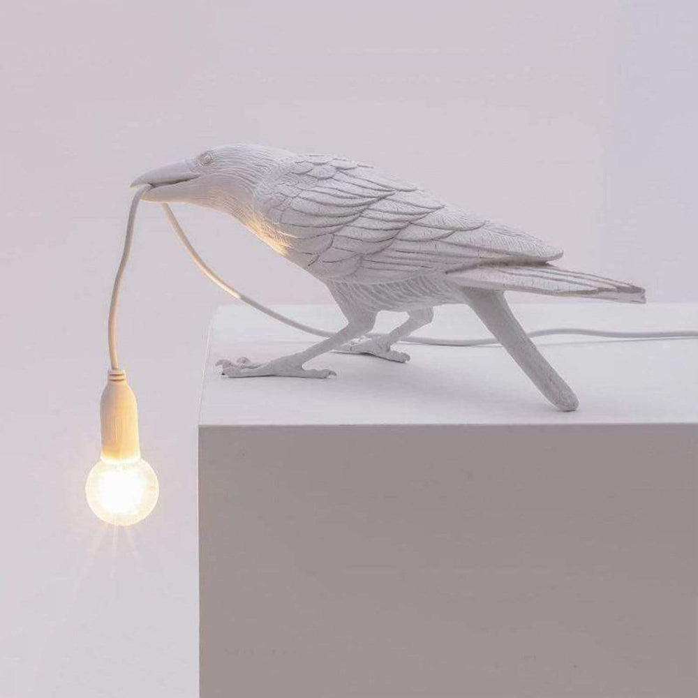 Raven Table Lamp – Artistic Sculpture, E12 Warm Light & Black/White Finish