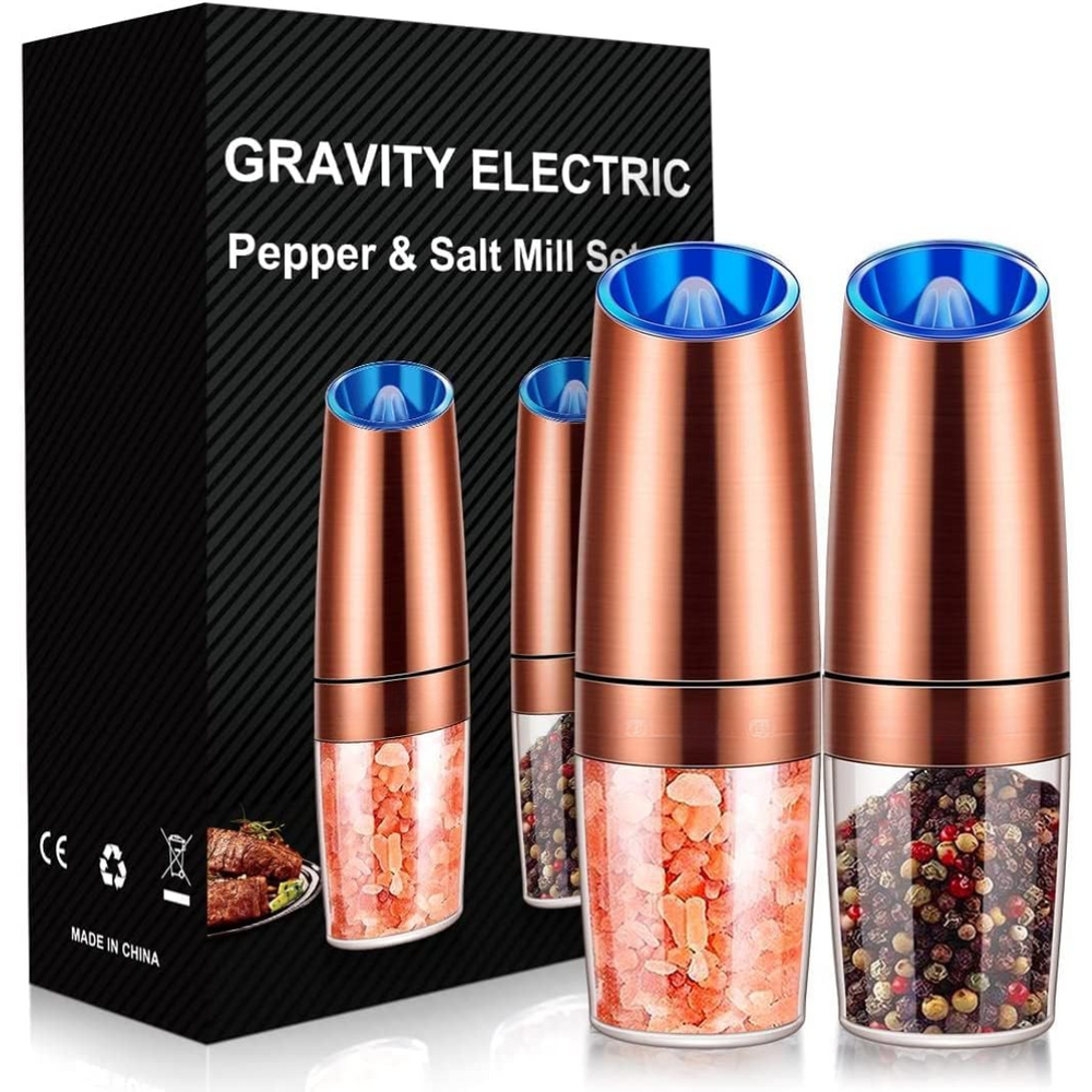 Rechargeable Electric Pepper and Salt Mill Set - GrindMaster Duo with Adjustable Coarseness & LED Light