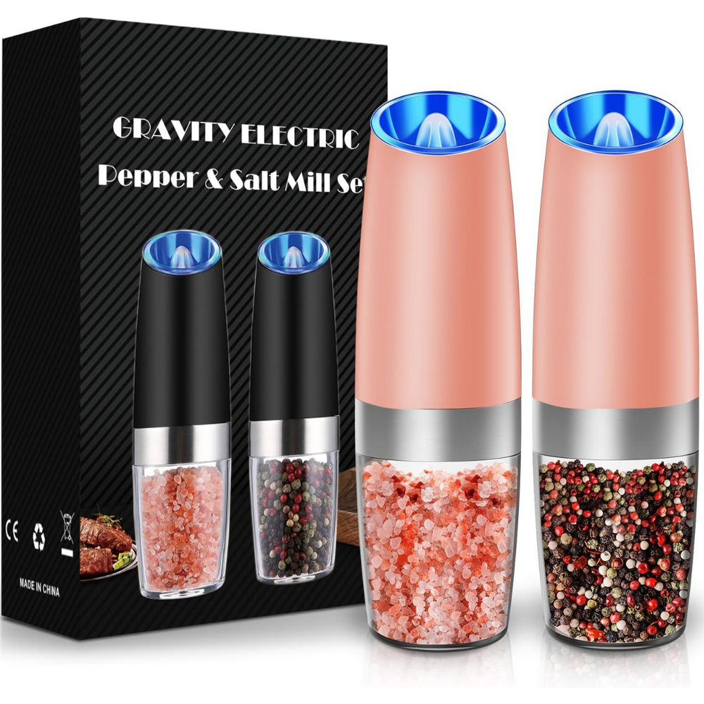 Rechargeable Electric Pepper and Salt Mill Set - GrindMaster Duo with Adjustable Coarseness & LED Light