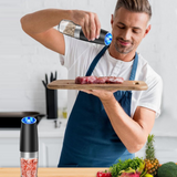 Rechargeable Electric Pepper and Salt Mill Set - GrindMaster Duo with Adjustable Coarseness & LED Light