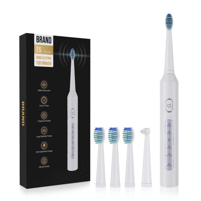 Rechargeable Sonic Electric Toothbrush with 5 Cleaning Modes & Smart Timer - Superior Plaque Removal & Whiter Teeth