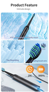 Rechargeable Sonic Electric Toothbrush with 5 Cleaning Modes & Smart Timer - Superior Plaque Removal & Whiter Teeth