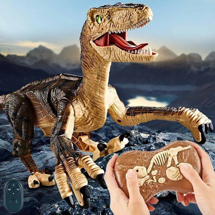 Remote Control Velociraptor Dinosaur Toy - Realistic Movements, Sound Effects, and LED Lights for Kids