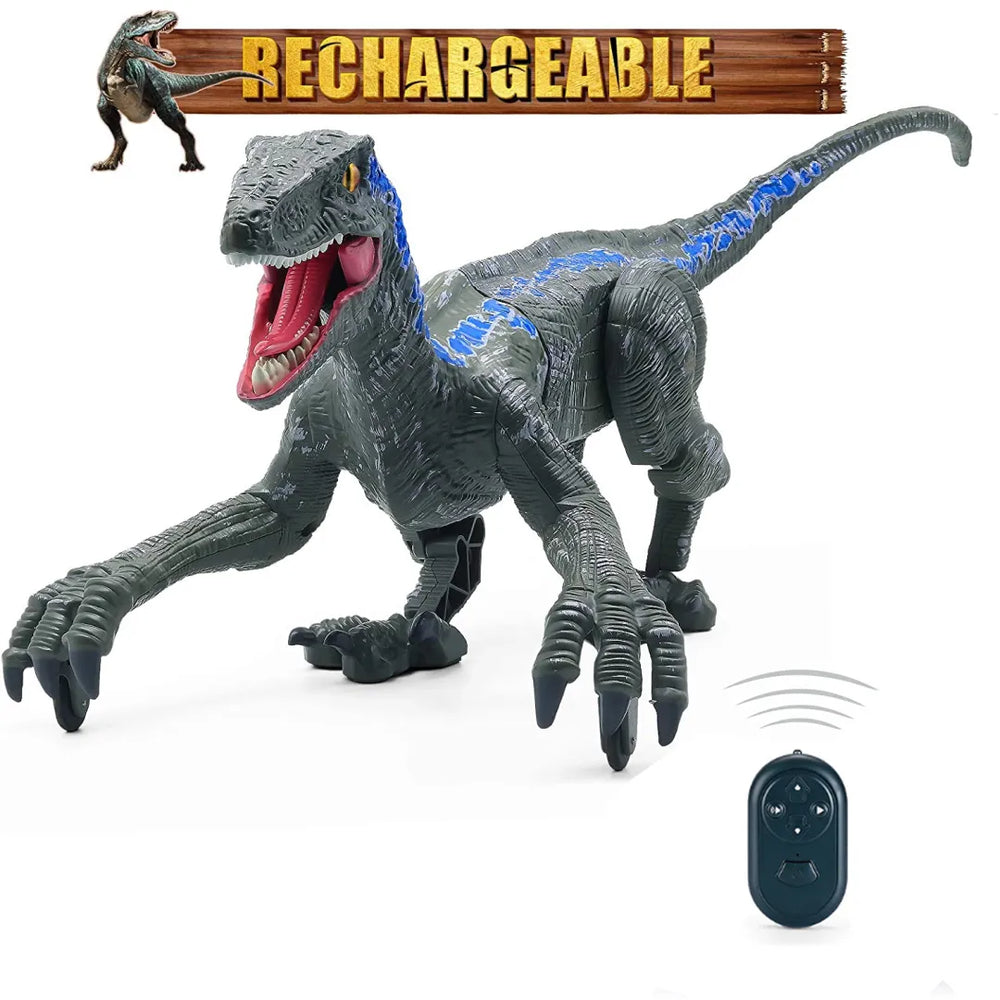 Remote Control Velociraptor Dinosaur Toy - Realistic Movements, Sound Effects, and LED Lights for Kids