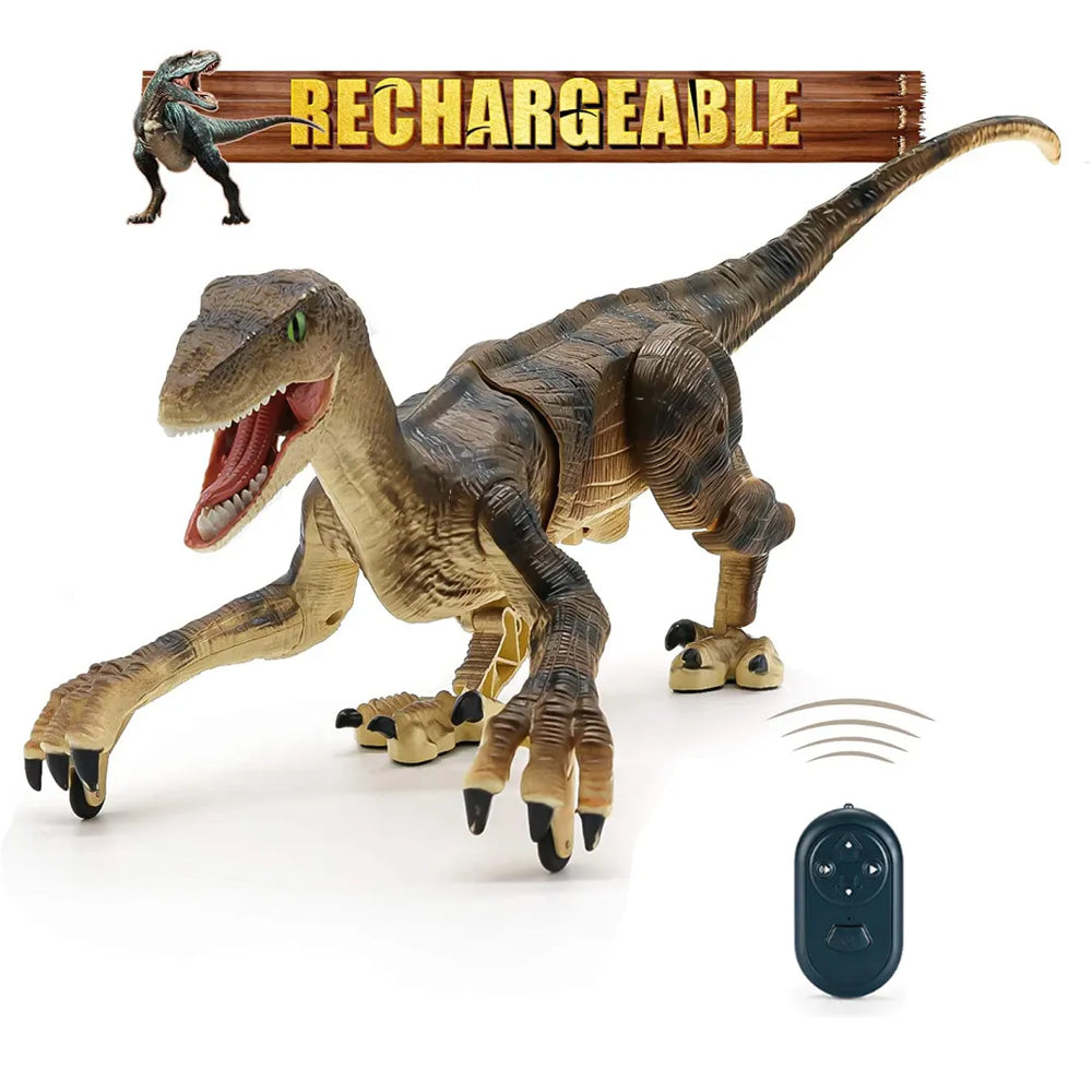 Remote Control Velociraptor Dinosaur Toy - Realistic Movements, Sound Effects, and LED Lights for Kids