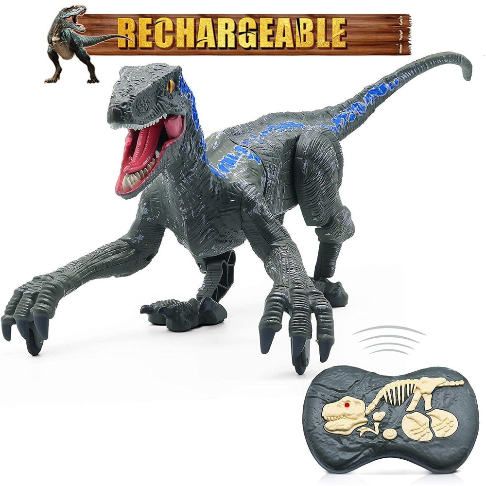 Remote Control Velociraptor Dinosaur Toy - Realistic Movements, Sound Effects, and LED Lights for Kids