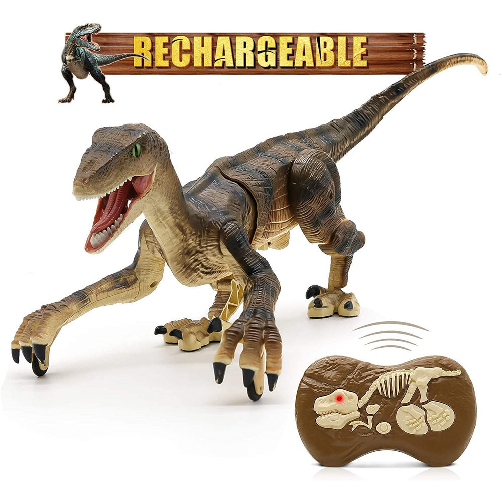Remote Control Velociraptor Dinosaur Toy - Realistic Movements, Sound Effects, and LED Lights for Kids