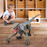 Remote Control Velociraptor Dinosaur Toy - Realistic Movements, Sound Effects, and LED Lights for Kids