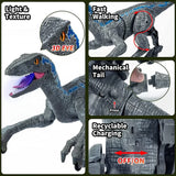 Remote Control Velociraptor Dinosaur Toy - Realistic Movements, Sound Effects, and LED Lights for Kids