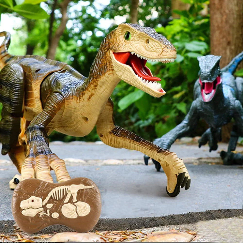 Remote Control Velociraptor Dinosaur Toy - Realistic Movements, Sound Effects, and LED Lights for Kids