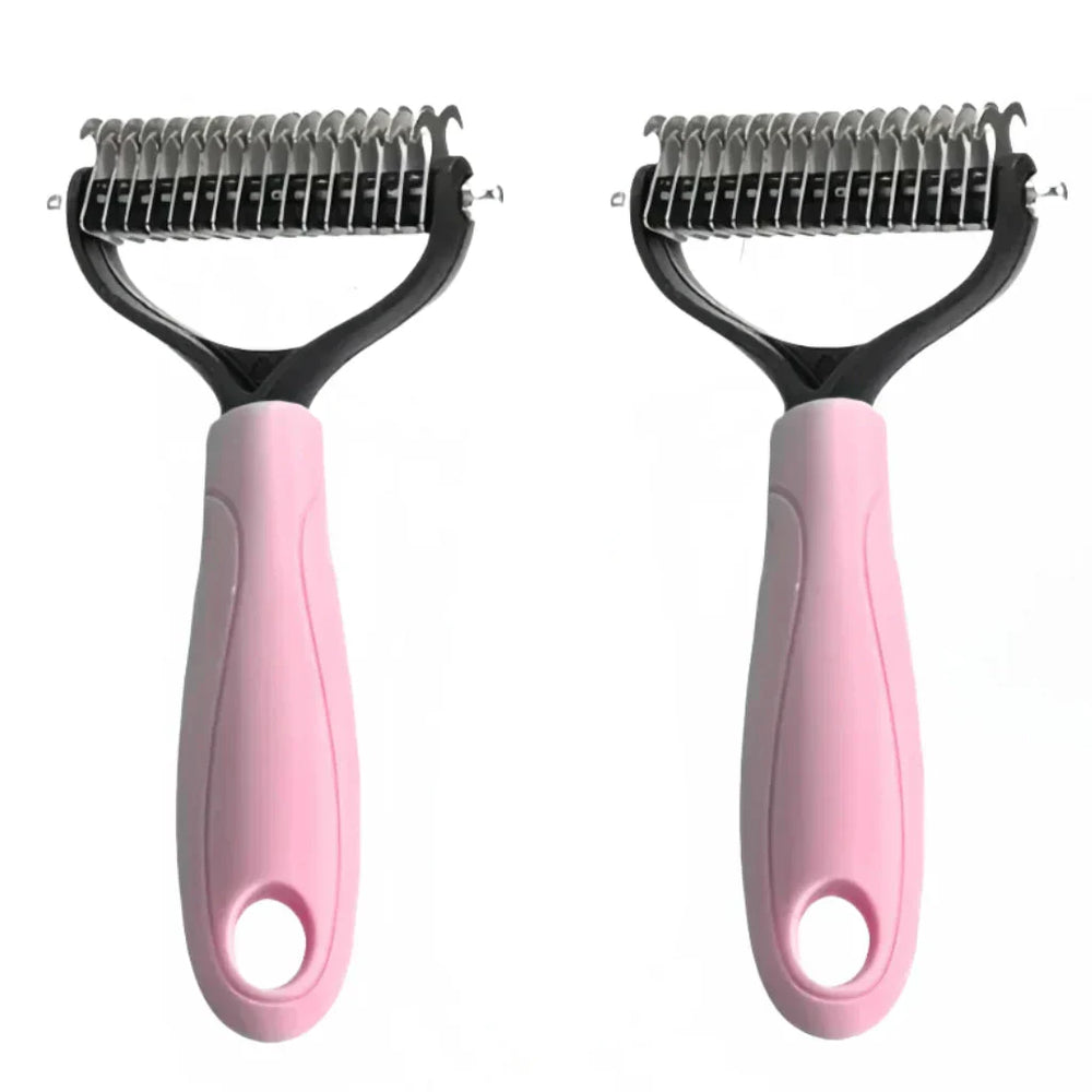 Double-Sided Pet Deshedding Brush – Undercoat Removal, Rounded Pins & 17×10cm
