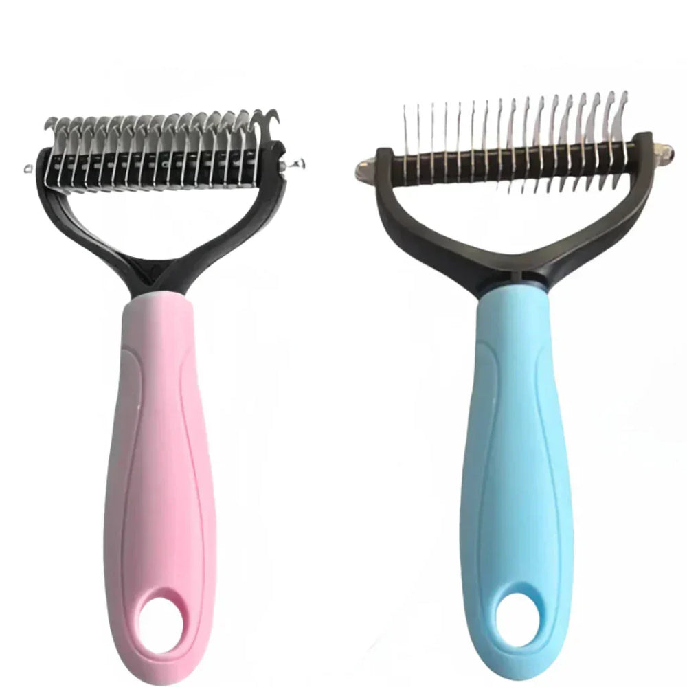 Double-Sided Pet Deshedding Brush – Undercoat Removal, Rounded Pins & 17×10cm