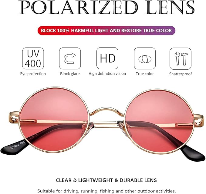 Lenno Retro Round Polarized Sunglasses - Stylish Vintage Eyewear for Ultimate UV Protection