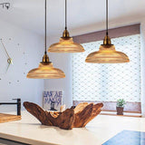 Ribbed Glass Pendant Light – Brass Finish, 30 cm Shade, E27 for Kitchen & Dining