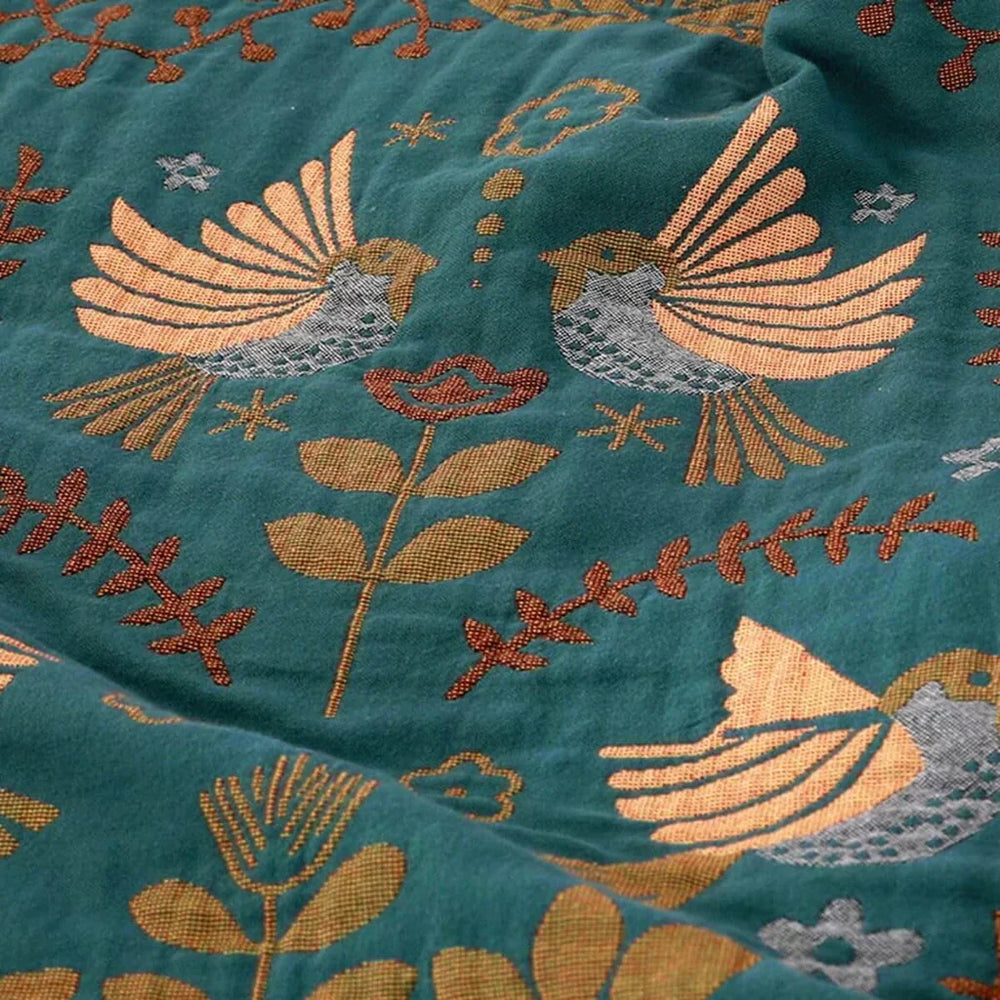 Reversible Scandinavian Bird Blanket - Cozy NordicNest Design for Stylish Home Decor