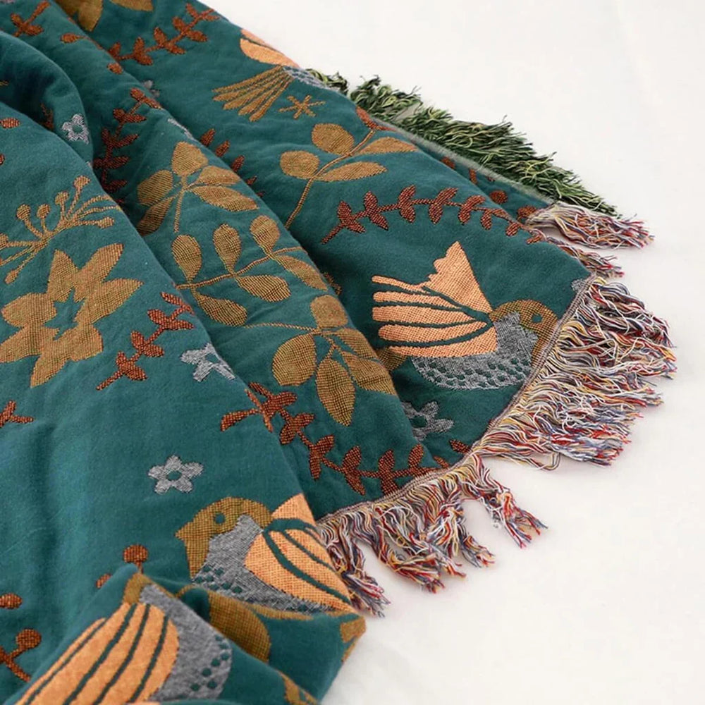 Reversible Scandinavian Bird Blanket - Cozy NordicNest Design for Stylish Home Decor