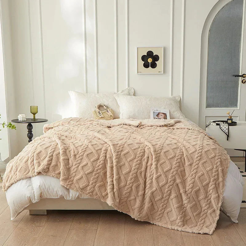CozyLuxe Reversible Thick Lambswool Blanket - Ultra Soft & Warm, Perfect for Home Decor