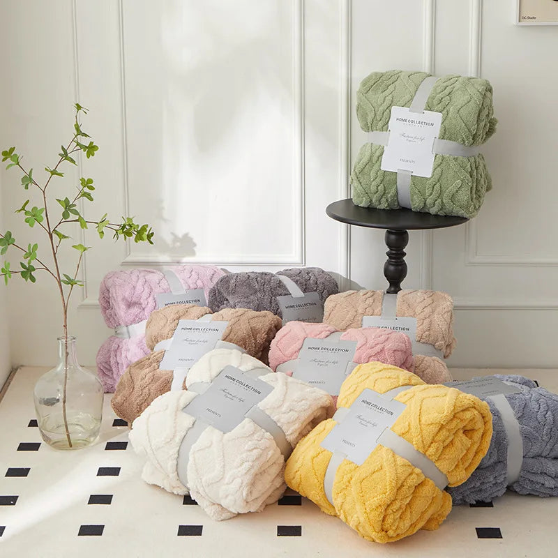 CozyLuxe Reversible Thick Lambswool Blanket - Ultra Soft & Warm, Perfect for Home Decor