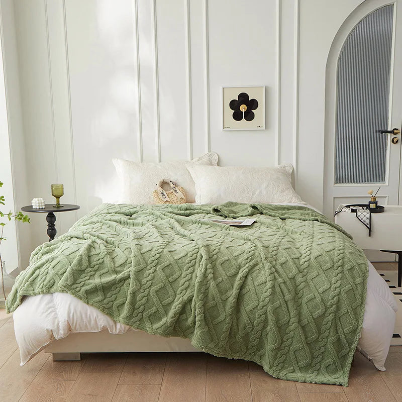 CozyLuxe Reversible Thick Lambswool Blanket - Ultra Soft & Warm, Perfect for Home Decor