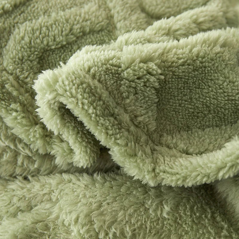 CozyLuxe Reversible Thick Lambswool Blanket - Ultra Soft & Warm, Perfect for Home Decor