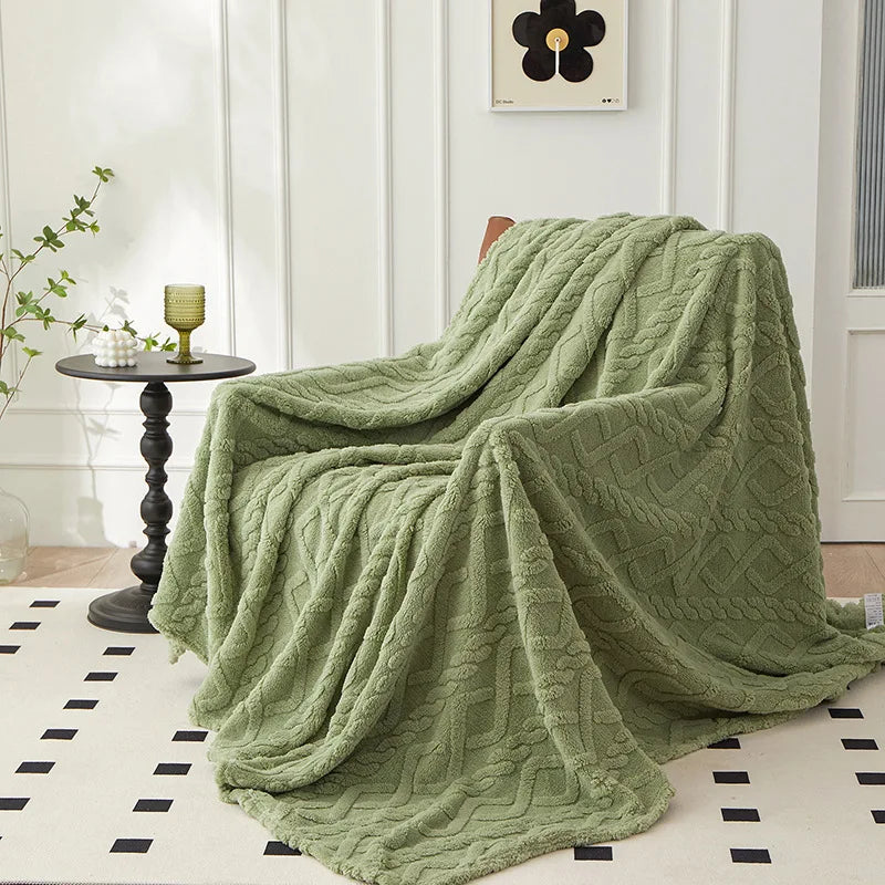 CozyLuxe Reversible Thick Lambswool Blanket - Ultra Soft & Warm, Perfect for Home Decor