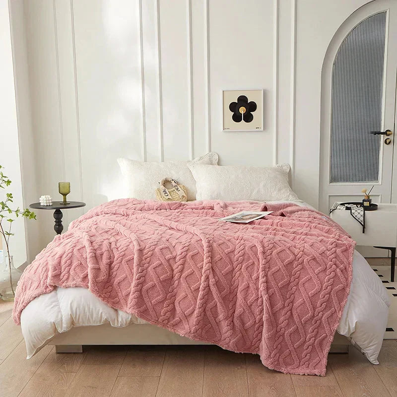 CozyLuxe Reversible Thick Lambswool Blanket - Ultra Soft & Warm, Perfect for Home Decor