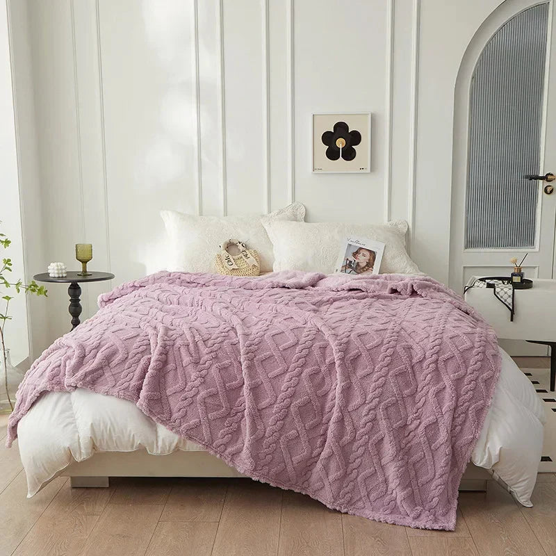 CozyLuxe Reversible Thick Lambswool Blanket - Ultra Soft & Warm, Perfect for Home Decor