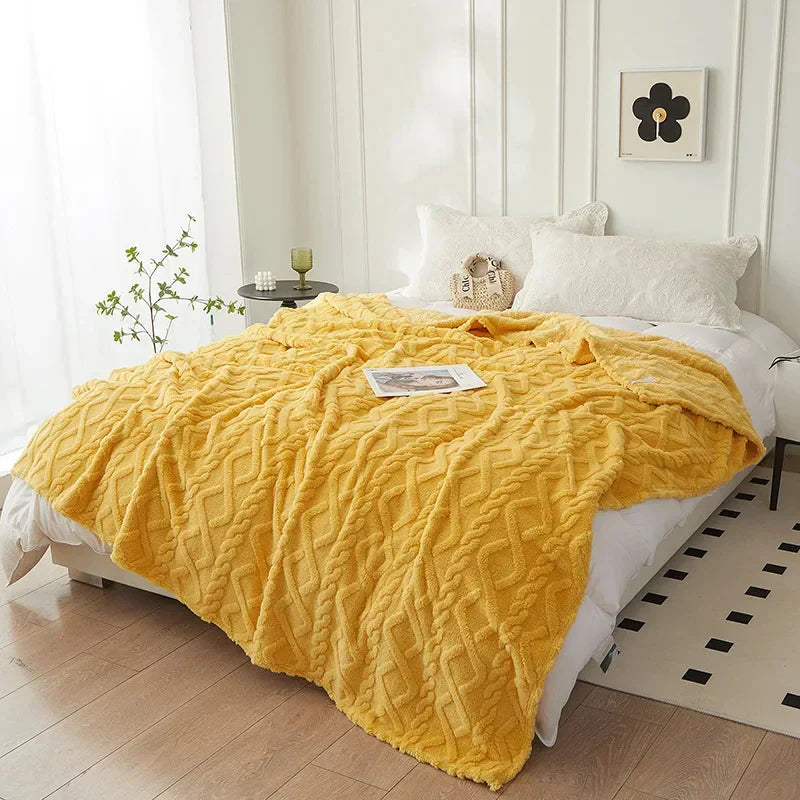 CozyLuxe Reversible Thick Lambswool Blanket - Ultra Soft & Warm, Perfect for Home Decor