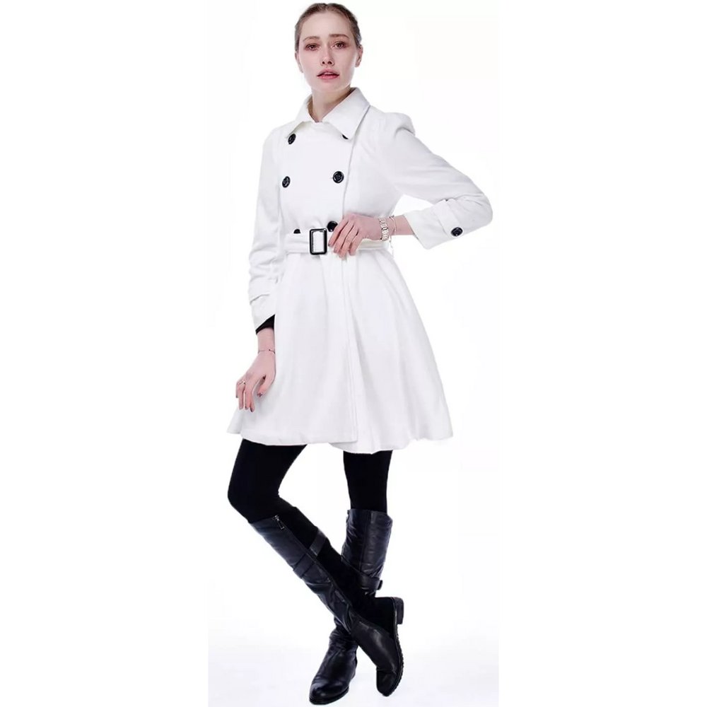 Patty Reversible Wool Peacoat with Belt - Stylish & Versatile Outerwear for Women