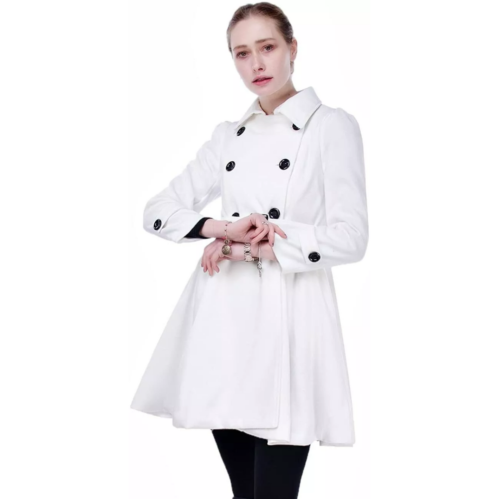 Patty Reversible Wool Peacoat with Belt - Stylish & Versatile Outerwear for Women