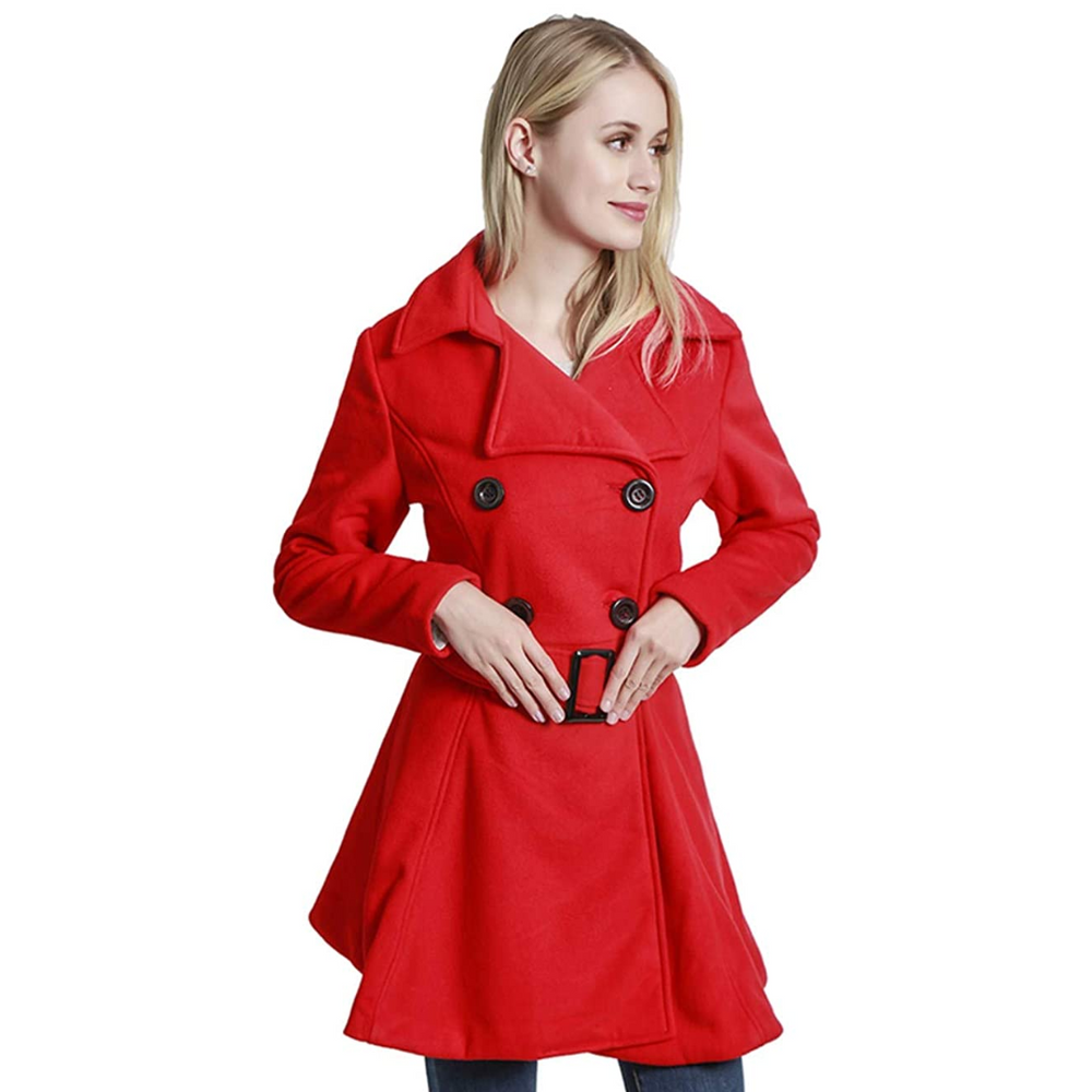 Patty Reversible Wool Peacoat with Belt - Stylish & Versatile Outerwear for Women