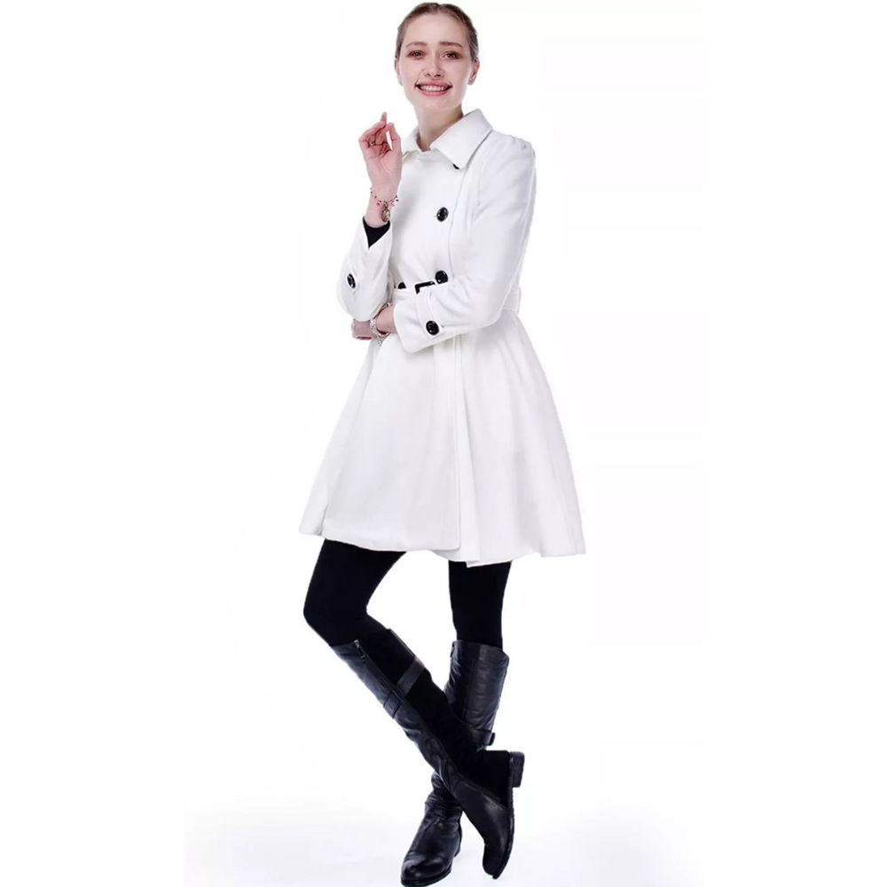 Patty Reversible Wool Peacoat with Belt - Stylish & Versatile Outerwear for Women