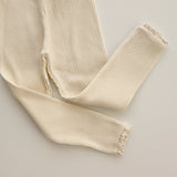 Girls' Ribbed Lace Trim Baby Leggings - Stylish & Comfortable Infant Pants