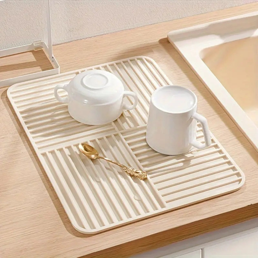 Ridged Foldable Multi-Purpose Drying Mat - Versatile, Space-Saving Kitchen & Dish Drying Solution