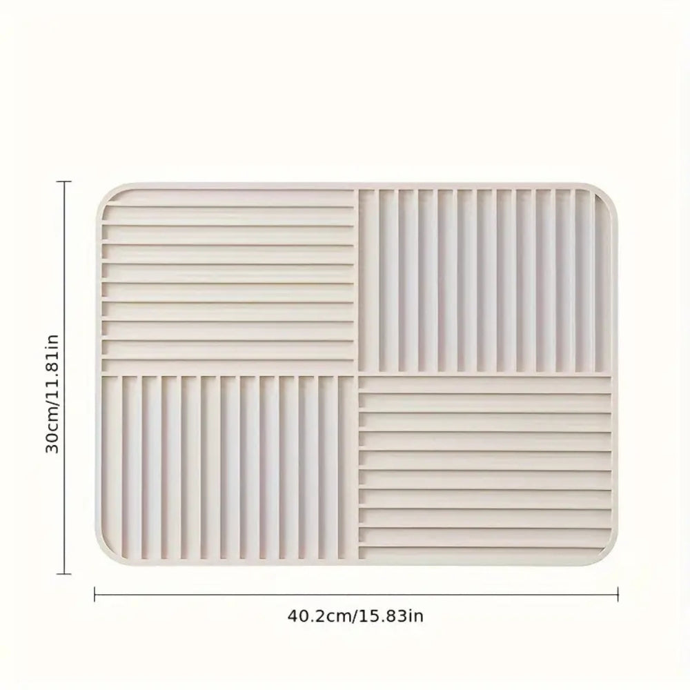 Ridged Foldable Multi-Purpose Drying Mat - Versatile, Space-Saving Kitchen & Dish Drying Solution