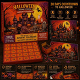 Halloween Puzzle Advent Calendar 1008pcs Haunted Castle Count‑Down Puzzle Gift Set With 30 Mini Blind Boxes