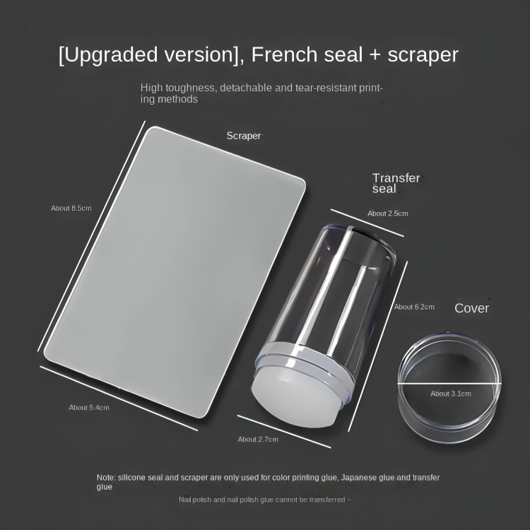 French Manicure Stamping Set – Silicone Stamp, 2-Pack & Reusable Tips