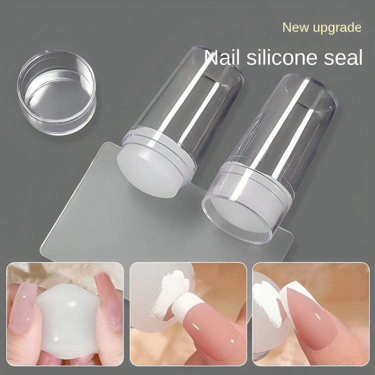 French Manicure Stamping Set – Silicone Stamp, 2-Pack & Reusable Tips