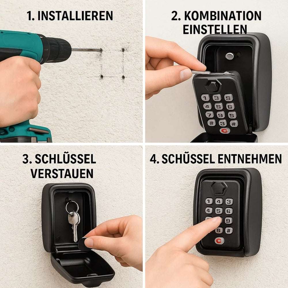Combination Key Safe – Weatherproof Zinc Alloy, Wall-Mounted, 15×11×9cm