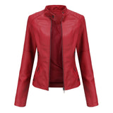 Women's zip-up leather jacket, view 4