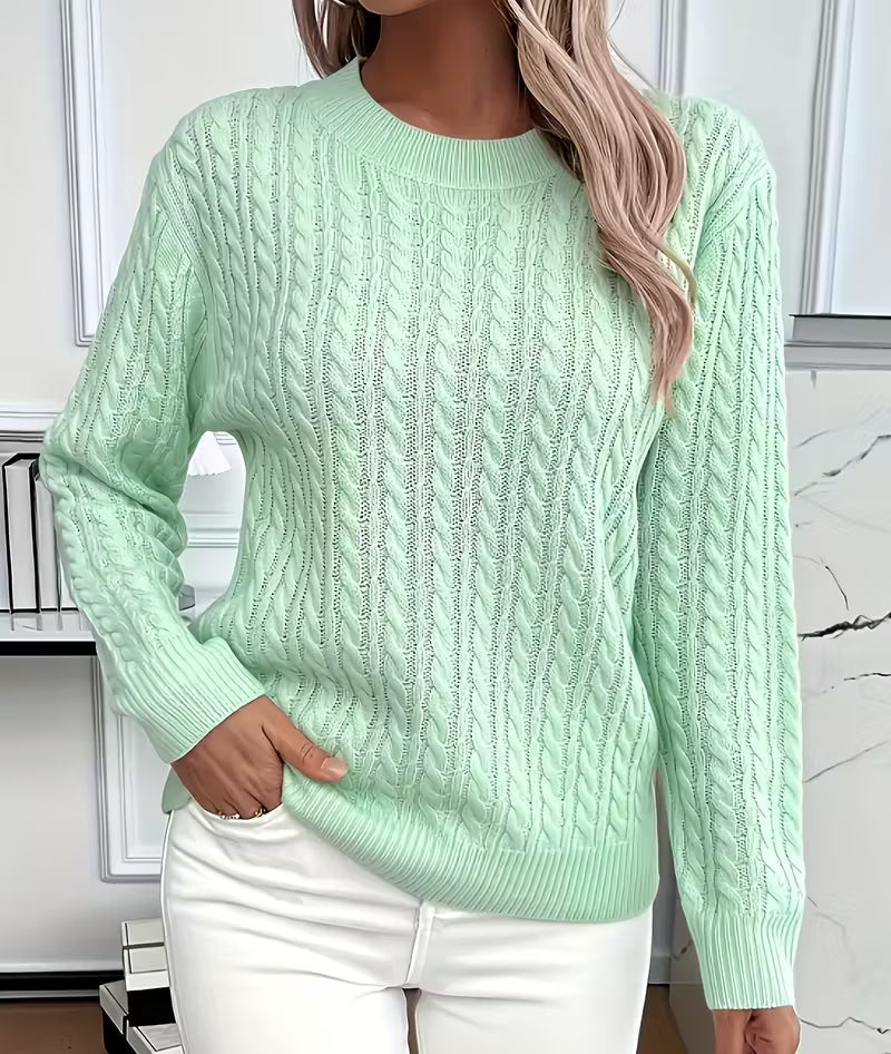 Women's cable-knit sweater, view 1