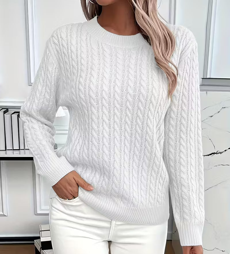 Women's cable-knit sweater, view 3