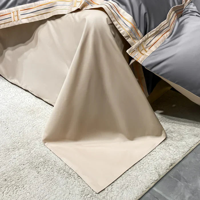 Luxora Satin Cotton Embroidered Bedding Set - Luxurious Comfort & Elegant Design